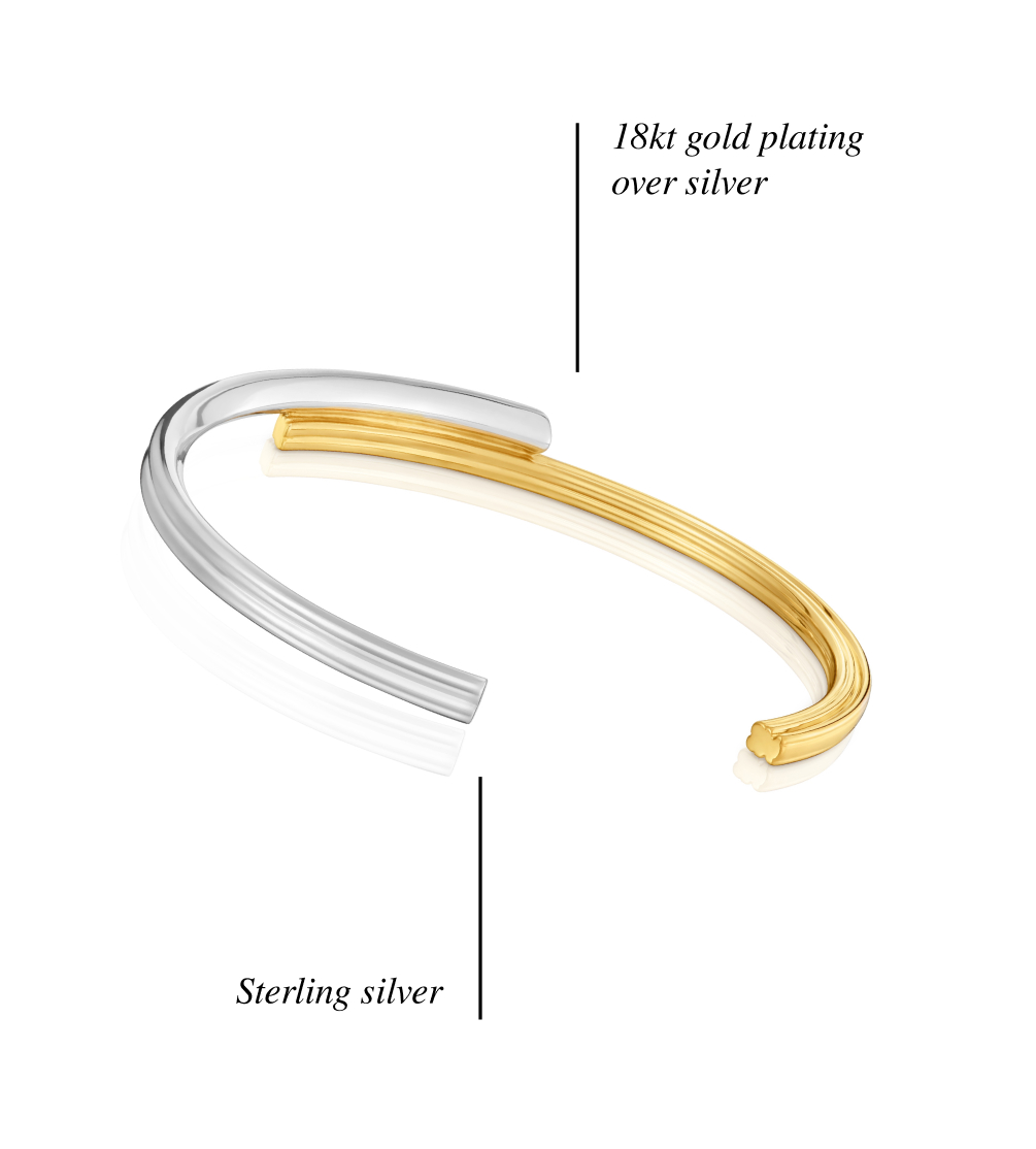 18kt gold plating over silver. Sterling silver